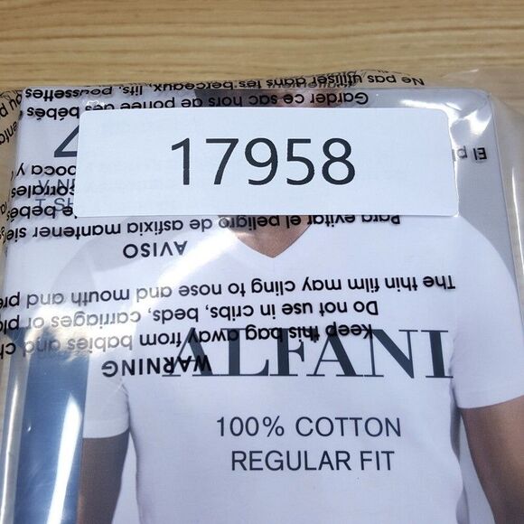 ALFANI Shirt Mens Small Black 4-Pack V-Neck Tee T-Shirt 100% Cotton Tagless - Picture 5 of 5